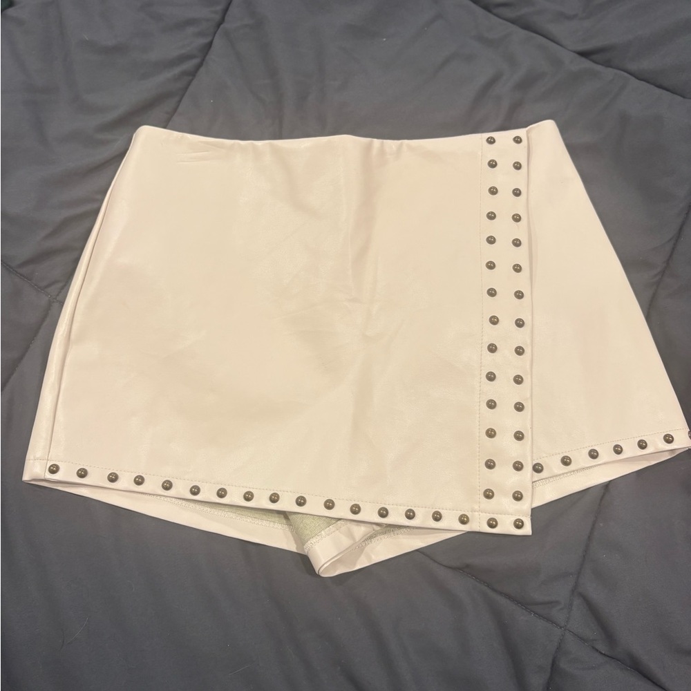 Women's Cream Studded Skort